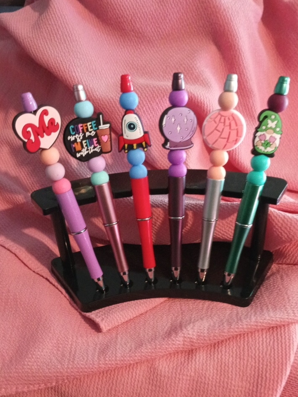 Beaded Pink and Multicolor Stylus Pens - Cute Topper Designs